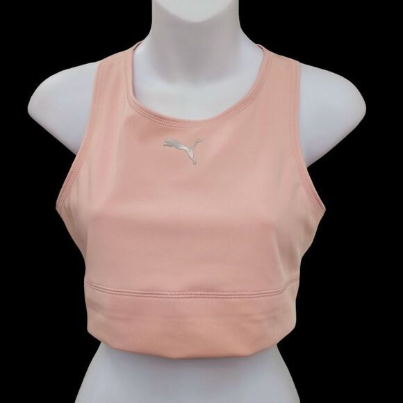 2/$20 Puma Pink With Silver Logo Sport Crop Top Size: M - Picture 1 of 7